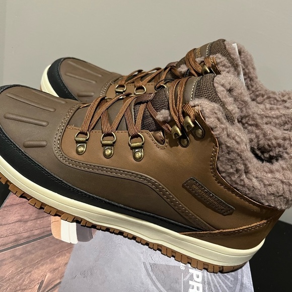 Weatherproof Other - Weatherproof Landon Suede Sneaker Boots Knit Collar Brown Men's Size 12 NIB